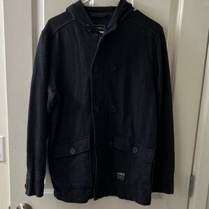 AMBIG Men's Classic Light Weight Hoodie Black Pea Coat